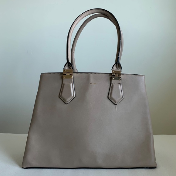 Aldo Taupe and Gold Hardware Large Tote Work Office Bag Purse (GUC) - Picture 2 of 16